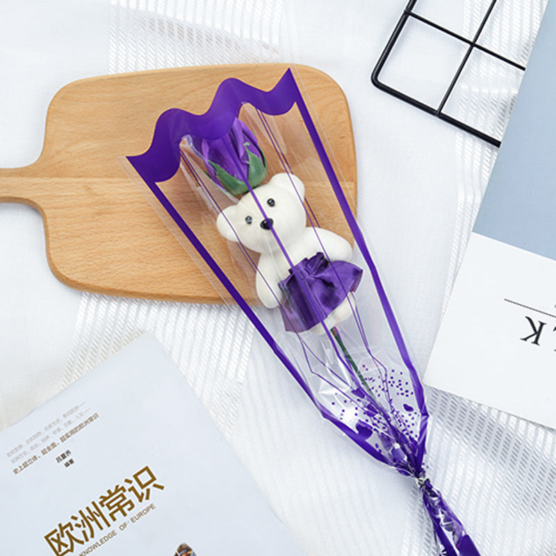 Gift Single Rose Bear Soap Flower