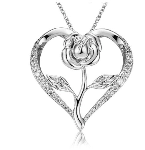 Creative Drop Red Rose Flower Pendant Necklace for Girlfriend